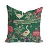 MangGou Green Lotus Swan Crane Bird Gardens Throw Pillow Water Lily Nymphaea Floral Decorative Sofa Cushion Cover Chinoiserie Asian Pillow Cover Case for Sofa Living Room 22x22in White Flax view 1