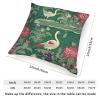 MangGou Green Lotus Swan Crane Bird Gardens Throw Pillow Water Lily Nymphaea Floral Decorative Sofa Cushion Cover Chinoiserie Asian Pillow Cover Case for Sofa Living Room 22x22in White Flax view 2