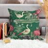 MangGou Green Lotus Swan Crane Bird Gardens Throw Pillow Water Lily Nymphaea Floral Decorative Sofa Cushion Cover Chinoiserie Asian Pillow Cover Case for Sofa Living Room 22x22in White Flax view 3