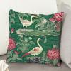 MangGou Green Lotus Swan Crane Bird Gardens Throw Pillow Water Lily Nymphaea Floral Decorative Sofa Cushion Cover Chinoiserie Asian Pillow Cover Case for Sofa Living Room 22x22in White Flax view 4