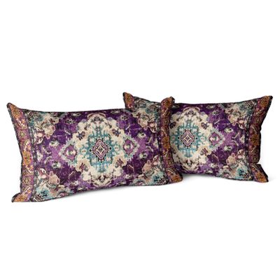 Snycler Boho Throw Pillow Covers 12x20 inch Set of 2 Boho Rug Carpet Double Sided Pattern Cotton Soft Pillow Case Cushion Cover Pillowcase for Couch Sofa Bed Decorative (Purple)