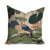 MangGou Chinoiserie Blue Flower and Bird Farmhouse Sofa Pillowcase Lily Nymphaea Pad Pistachio White Linen Cushion Covers Traditional Chinese Chinoiserie Pillowcase for Sofa Couch 22x22in view 1