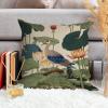 MangGou Chinoiserie Blue Flower and Bird Farmhouse Sofa Pillowcase Lily Nymphaea Pad Pistachio White Linen Cushion Covers Traditional Chinese Chinoiserie Pillowcase for Sofa Couch 22x22in view 3