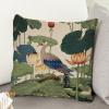 MangGou Chinoiserie Blue Flower and Bird Farmhouse Sofa Pillowcase Lily Nymphaea Pad Pistachio White Linen Cushion Covers Traditional Chinese Chinoiserie Pillowcase for Sofa Couch 22x22in view 4