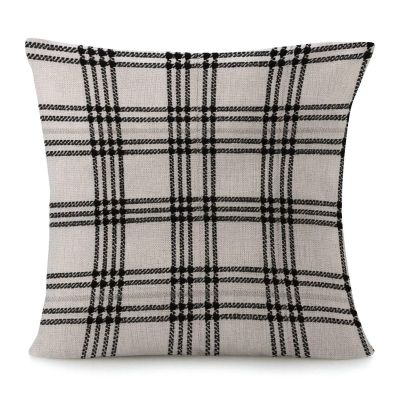 Zyadsinoudor Throw Pillowcase White and Black Plaid Pillow Case Asian Oriental 20x20in Decorative Pillow Home Cotton Linen Elegant Pillowcase for Couch Sofa Bed Living Room Decor