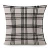 Zyadsinoudor Throw Pillowcase White and Black Plaid Pillow Case Asian Oriental 20x20in Decorative Pillow Home Cotton Linen Elegant Pillowcase for Couch Sofa Bed Living Room Decor view 1