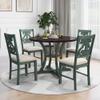 MERITLINE 5-Piece Round Dining Table Sets with 4 Fabric Chairs, Dining Table with Special-Shaped Table Legs and Storage Shelf for Dining Room Home Furniture(Antique Blue) view 1