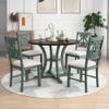 MERITLINE 5-Piece Round Dining Table Sets with 4 Fabric Chairs, Dining Table with Special-Shaped Table Legs and Storage Shelf for Dining Room Home Furniture(Antique Blue) view 2