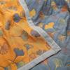 TOCOLA GinkgoLeaf Pattern Cotton Reversible Quilt - Ultra Soft Lightweight Breathable Ginkgo Leaf Pattern Quilt,Air Conditioning Quilt - Queen and King Size Bedding (90" W X 98" L) view 4