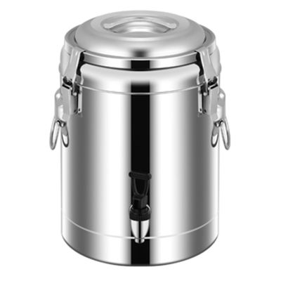 Insulated Beverage Dispenser, Stainless Insulated Steel Ice Buckets Large-capacity Commercial Soup Bucket Milk Tea Bucket LYWY (Color : Silver, Size : 25L)