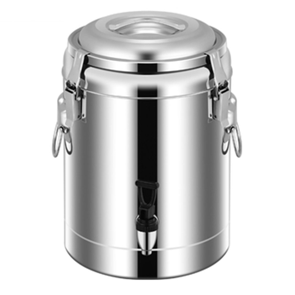 Insulated Beverage Dispenser, Stainless Insulated Steel Ice Buckets Large-capacity Commercial Soup Bucket Milk Tea Bucket LYWY (Color : Silver, Size : 25L)