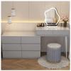 ZUMAHA Furniture Modern Vanity Desk, Dressing Table with Drawer & LED Makeup Mirror, Vanity Set with Upholstered Makeup Stool and Movable Bedside Table Makeup Dressing Table view 1