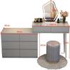 ZUMAHA Furniture Modern Vanity Desk, Dressing Table with Drawer & LED Makeup Mirror, Vanity Set with Upholstered Makeup Stool and Movable Bedside Table Makeup Dressing Table view 2