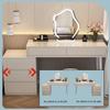 ZUMAHA Furniture Modern Vanity Desk, Dressing Table with Drawer & LED Makeup Mirror, Vanity Set with Upholstered Makeup Stool and Movable Bedside Table Makeup Dressing Table view 3