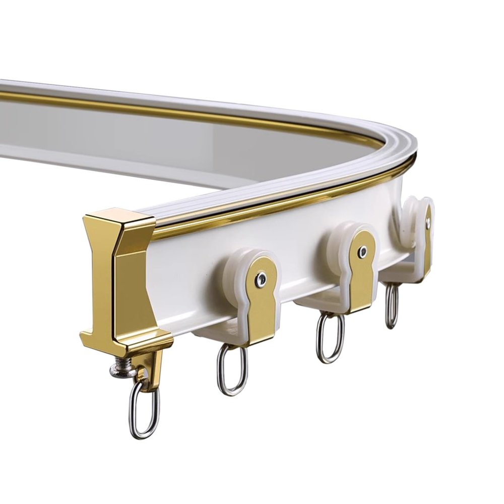 ZAQYCM Rv Shower Curtain Track Curved, Hospital/Gazebo/Large Window Bendable Curtain Rail Room Divider Railing, Outdoor Camper Curtain Track, White and Gold (Color : Ceiling Mount, Size : 9m/29.5ft)