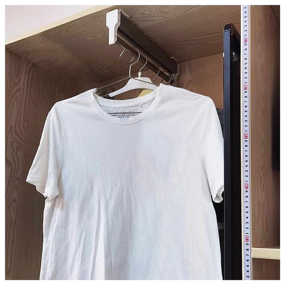 GONCBKVN Stainless Steel Pull Out Clothes Hanger Rail 30cm-80cm, Retractable Closet Clothes Rail, Adjustable Wardrobe Clothing Rail, Closet Organizer Rack (Color : White, Size : 55cm/21.6in)