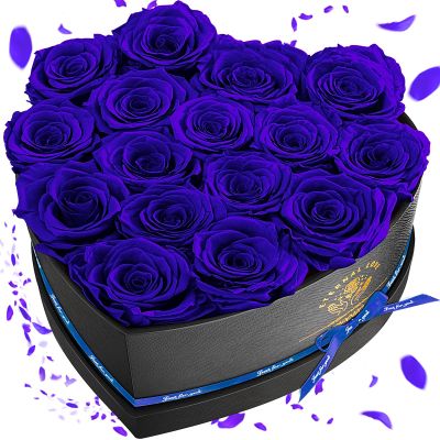 Impouo 16 Preserved Flower Delivery Prime, Preserved Roses in a Box, Birthday Gifts for Women, Mother's Day, and Valentine's Day-Blue Roses