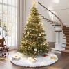 iMucci 72inch Extra Large Wool Fur Christmas Tree Skirt 2024 Update Snowy White Wool Fur Xmas Tree Skirt Christmas Home Holiday Party Decorations view 2