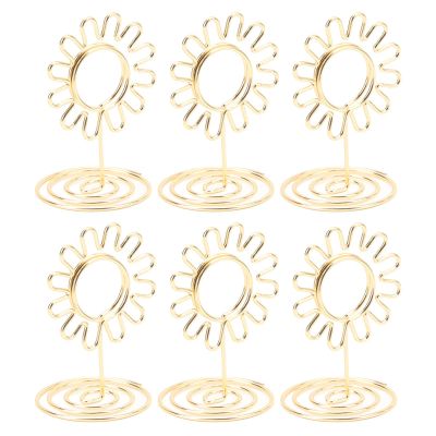 Table Number Stands, Gold Table Number Holders, 20pcs Wire Table Picture Photo Holder, Gold Plated Surface Reusable Table Card Holder for Wedding Anniversary Party(Gold)