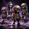 Lyxaof 4pcs Mini Skeleton Figurines Halloween Small Skulls Action Figure view 1