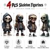 Lyxaof 4pcs Mini Skeleton Figurines Halloween Small Skulls Action Figure view 2