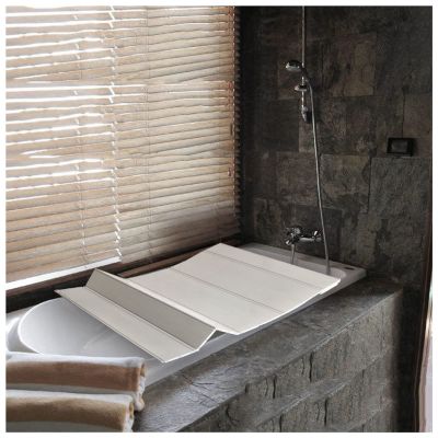 Bathtub Tray Folding Bathtub Cover, Dust-Proof PVC Bathroom Insulation Board Shutter Bath Lid, 1.2cm Thickness Bathtub Tray Storage Cover for Milk Baths Spa Multifunctional (Color : White, Size : 80