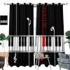 Abstract Music Piano Curtains,Black Red Musical Theme Piano Key Notes Window Drapes Thermal Insulated Grommet Top Blackout Drapes for Bedroom 63L x 27.5W,2 Panels view 3