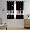 Abstract Music Piano Curtains,Black Red Musical Theme Piano Key Notes Window Drapes Thermal Insulated Grommet Top Blackout Drapes for Bedroom 63L x 27.5W,2 Panels view 4