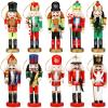 Jetec 10 Pcs Christmas Nutcracker Ornaments Wooden Hanging Decorations 5 Inch Tall Nutcracker Figures Christmas Decorations(Fresh Style) view 1