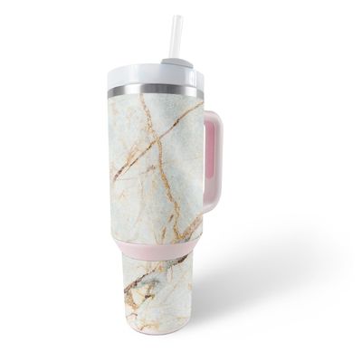 MightySkins Glossy Glitter Skin Compatible with Stanley The Quencher H2.0 FlowState 40 Oz Tumbler - Antique Marble | Protective, Durable High-Gloss Glitter Finish | Easy to Apply