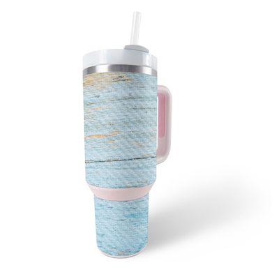 MightySkins Carbon Fiber Skin Compatible with Stanley The Quencher H2.0 FlowState 40 Oz Tumbler - Distressed Wood | Protective, Durable Textured Carbon Fiber Finish | Easy to Apply