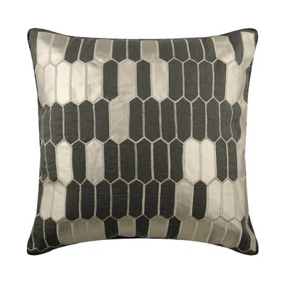The HomeCentric Throw Pillow Covers, Grey Pack of 2, 14x14 inch (35x35 cm) Cushion Cover, Linen Applique Throw Pillow Cover for Sofa, Geometric Modern Style Easter - GreyHeist