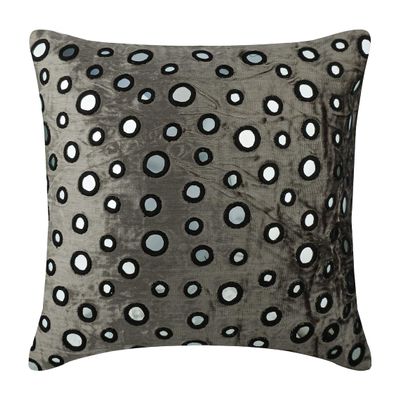 The HomeCentric Pillow Case Zip, Grey Silver Pillow Case, Mirror Decorative Pillow Cover, Pillow Cover Pack of 2, 14x14 inch (35x35 cm) Square Velvet Pillowcase, Polka Dot Pillow - Mirror Shimmer