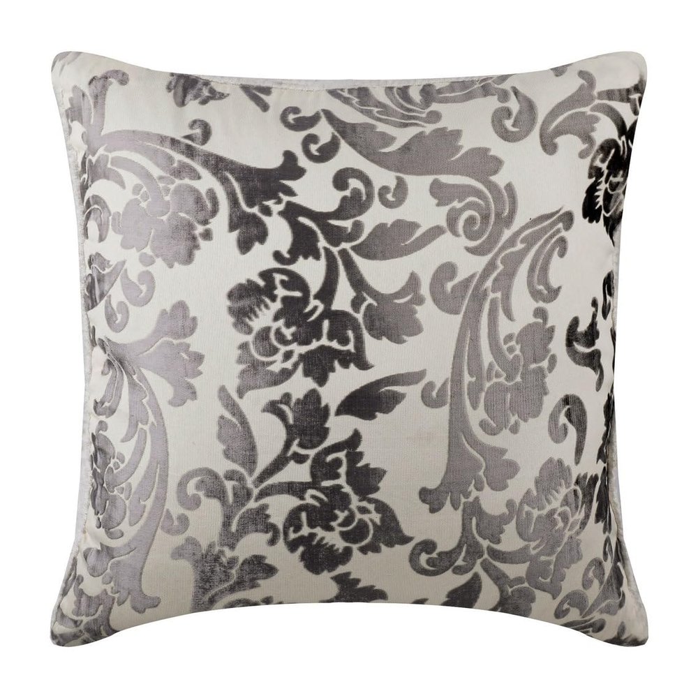 The HomeCentric Cushion Cover Cushion Cover Decorative Pillow Covers Pack of 2 22x22 inch (55x55 cm) Grey Velvet Throw Pillow Covers Handmade Pillow Covers Modern Style Easter - Paloma Grey Floral