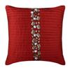 The HomeCentric Custom Cushion Cover, Red Throw Pillow Covers Pack of 2, 16x16 inch (40x40 cm) Silk Throw Pillows for Couch, Striped, Pintucks, Textured, Striped, Crystals, Pillow - Deep Red Crystals view 1