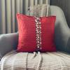 The HomeCentric Custom Cushion Cover, Red Throw Pillow Covers Pack of 2, 16x16 inch (40x40 cm) Silk Throw Pillows for Couch, Striped, Pintucks, Textured, Striped, Crystals, Pillow - Deep Red Crystals view 4