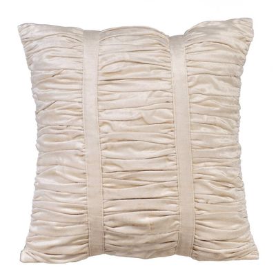 The HomeCentric Cushion Cover, Ivory Pillows Cover, Textured Pintucks Solid Color Pillow Covers, Pack of 2, 14x14 inch (35x35 cm) Pillows Cover, Square Velvet Pillowcase, Striped, Soft Ivory Beauty