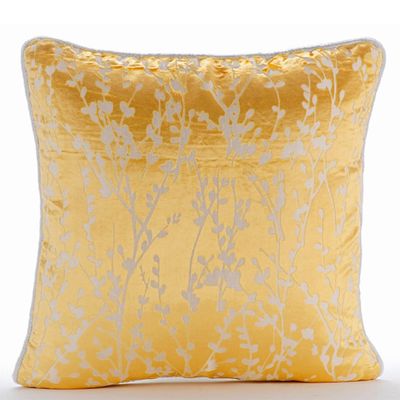 The HomeCentric Decorative Pillow Cover Pack of 2 18x18 inch (45x45 cm) Yellow Mimosa Yellow Pillow Cover Golden Yellow Flowers Floral Theme Burnout Velvet Pillow CoverFloral - Mimosa Yellow Drops