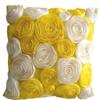 The HomeCentric Pillow Covers Decorative Yellow Designer Throw Pillow Covers Pack of 2 16x16 inch (40x40 cm) Silk Pillow Covers Nature & Floral Ribbon Embroidery Throw Pillows - Sunny Yellow Blooms view 1