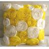The HomeCentric Pillow Covers Decorative Yellow Designer Throw Pillow Covers Pack of 2 16x16 inch (40x40 cm) Silk Pillow Covers Nature & Floral Ribbon Embroidery Throw Pillows - Sunny Yellow Blooms view 2