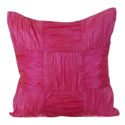 The HomeCentric Cushion Cover for Chair Pink Pillow Cover Checkered Crushed Art Silk Throw Pillow Cover Pack of 2 20x20 inch (50x50 cm) Pillow Cover Crushed Silk Pillow Cover Patchwork - Dreamy Pink
