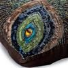 The HomeCentric Pillow Cover, Brown Decorative Pillowcase with Zipper Pack of 2, 16x16 inch (40x40 cm) Silk Couch Pillow Cover, Birds, Peacock, Art Deco, Sequins Embellished - Peacock Sparkle view 2