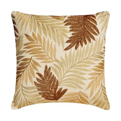 The HomeCentric Pillow Case Zip, Gold Pack of 2, 14x14 inch (35x35 cm) Accent Cushion Covers, Silk Embroidery/Beaded Throw Pillows for Couch, Nature & Floral Modern Style Easter - Gold Gilding
