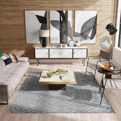 Mason Brooks Amalia AZ35B Storm Cloud Geometric Contemporary Gray Area Rug, 2'0" X 8'0"