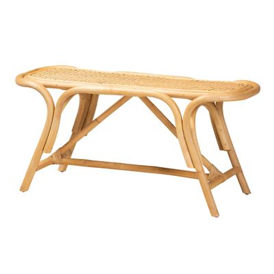 bali & pari Septa Modern Bohemian Natural Rattan Accent Bench