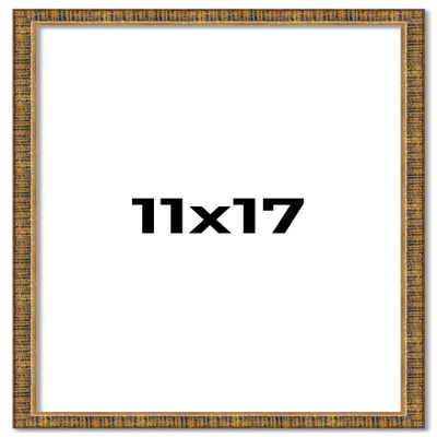 11x17 Frame Gold Kingsley Distressed Solid Wood Picture Frame Width 0.75 Inches | Interior Frame Depth 0.5 Inches | Kingsley Frame with UV Acrylic, Foam Board Backing & Hanging Hardware