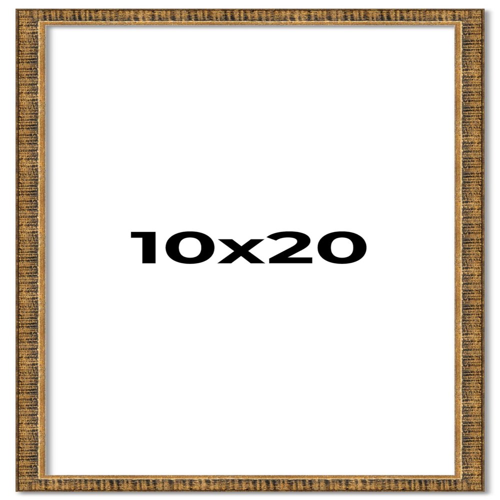 10x20 Frame Gold Kingsley Distressed Solid Wood Picture Frame Width 0.75 Inches | Interior Frame Depth 0.5 Inches | Kingsley Frame with UV Acrylic, Foam Board Backing & Hanging Hardware