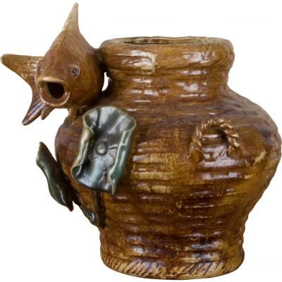 Home Dcor Antique Reproductions - 9x10x7 Fish Basket VASE Dimension:9x10x7 Item Type:M Loc:[018-30] Category:Majolica Pattern Name:Majolica