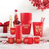 Santa Barbara Design Studio Reusable Plastic Party Cup Pack Red & Gold Foil Frost Flex Cups, 6-Count/16-Ounce, Christmas Crew view 3