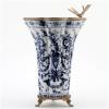 Home Dcor Antique Reproductions - [8.5L X 8W X 13H] [TOP: 7] [Bottom: 5] VASE with Bronze Ormolu- Azure Casey view 2